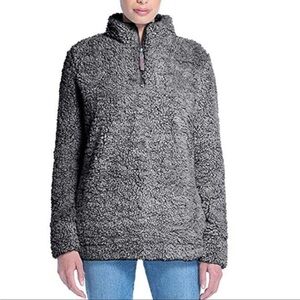 WEATHERPROOF Vintage Gray Frosty Tipped Sherpa Pullover Sweater Fleece - Sz Sml